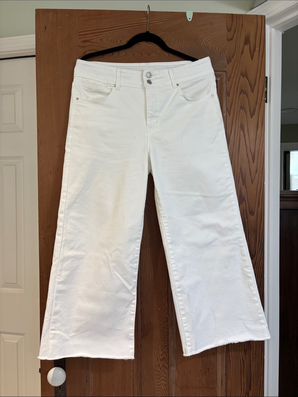 Curve Appeal Women's White Wide-Leg Crop Jeans Size 12